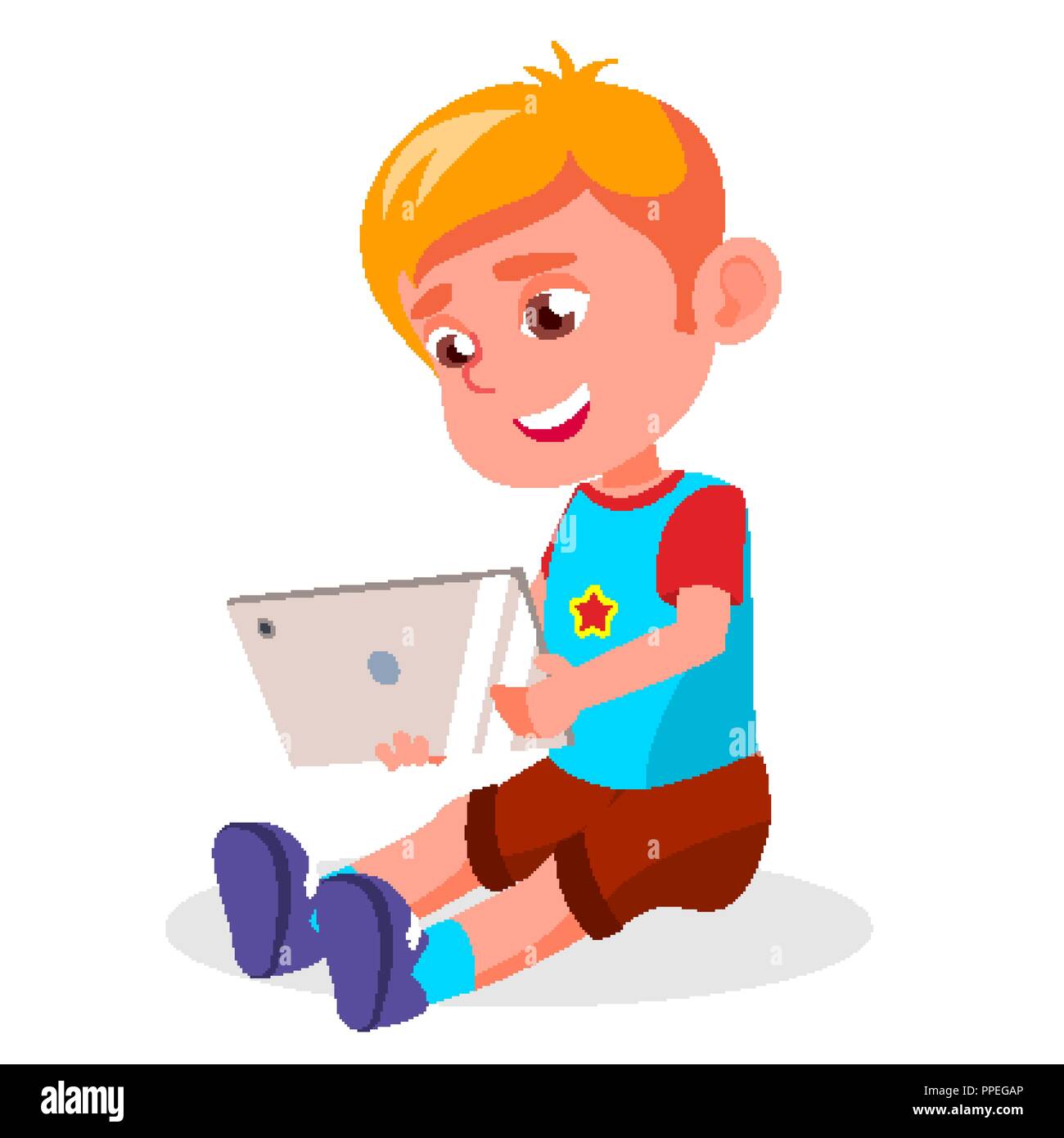 Children s Gadget Dependence Vector. Internet Addiction. Watching Video,  Playing Game. Modern Technologies. Isolated Cartoon Illustration Stock  Vector Image & Art - Alamy