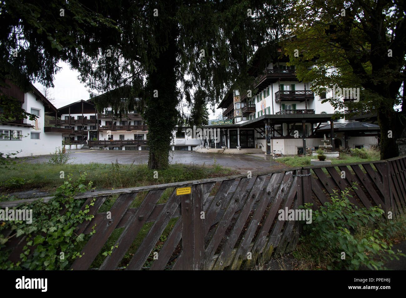 Hotel Lederer at Bad Wiessee, Bavaria. This hotel is known as the place, wehre Adolf Hitler arrested Ernst Roehm in 1934 (Night of long knives). Now the hotel is in insolvency and maybe it will be torn down. Stock Photo