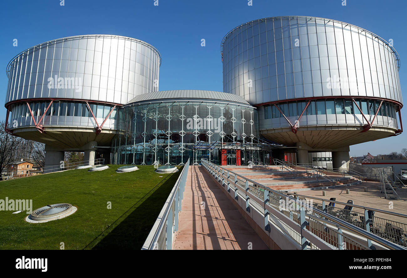 The European Court of Human Rights (ECHR) is an international court established by the European Convention on Human Rights, based in Strasbourg, France. The building was planned by the British architect Lord Richard Rogers in 1994. 16 March 2017. Stock Photo