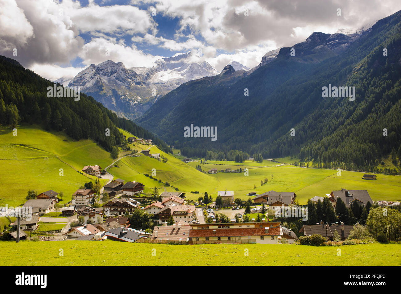 The village of Rein in Ahrntal in South Tyrol Stock Photo