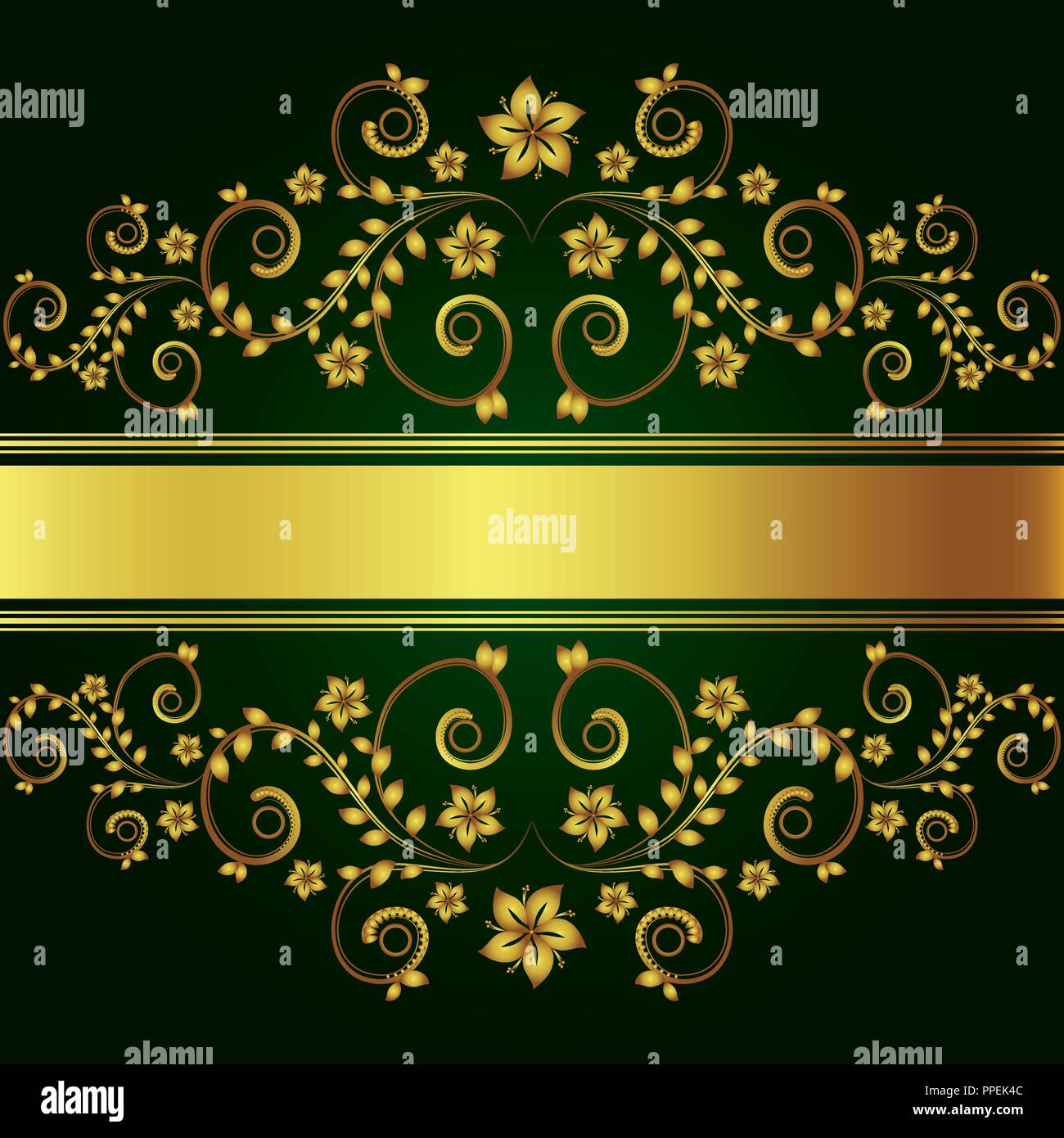 golden floral background with curl Stock Vector Image & Art - Alamy