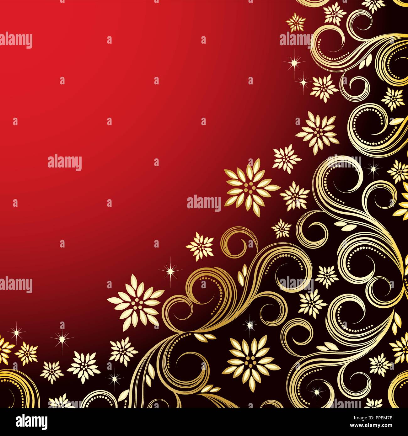 golden floral background with curl Stock Vector Image & Art - Alamy