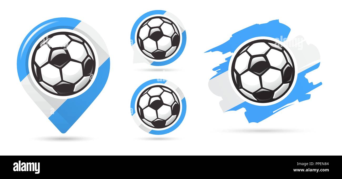 Argentinian football vector icons. Soccer goal. Set of football icons. Football map pointer. Football ball. Soccer ball vector sign. Scoring a goal Stock Vector