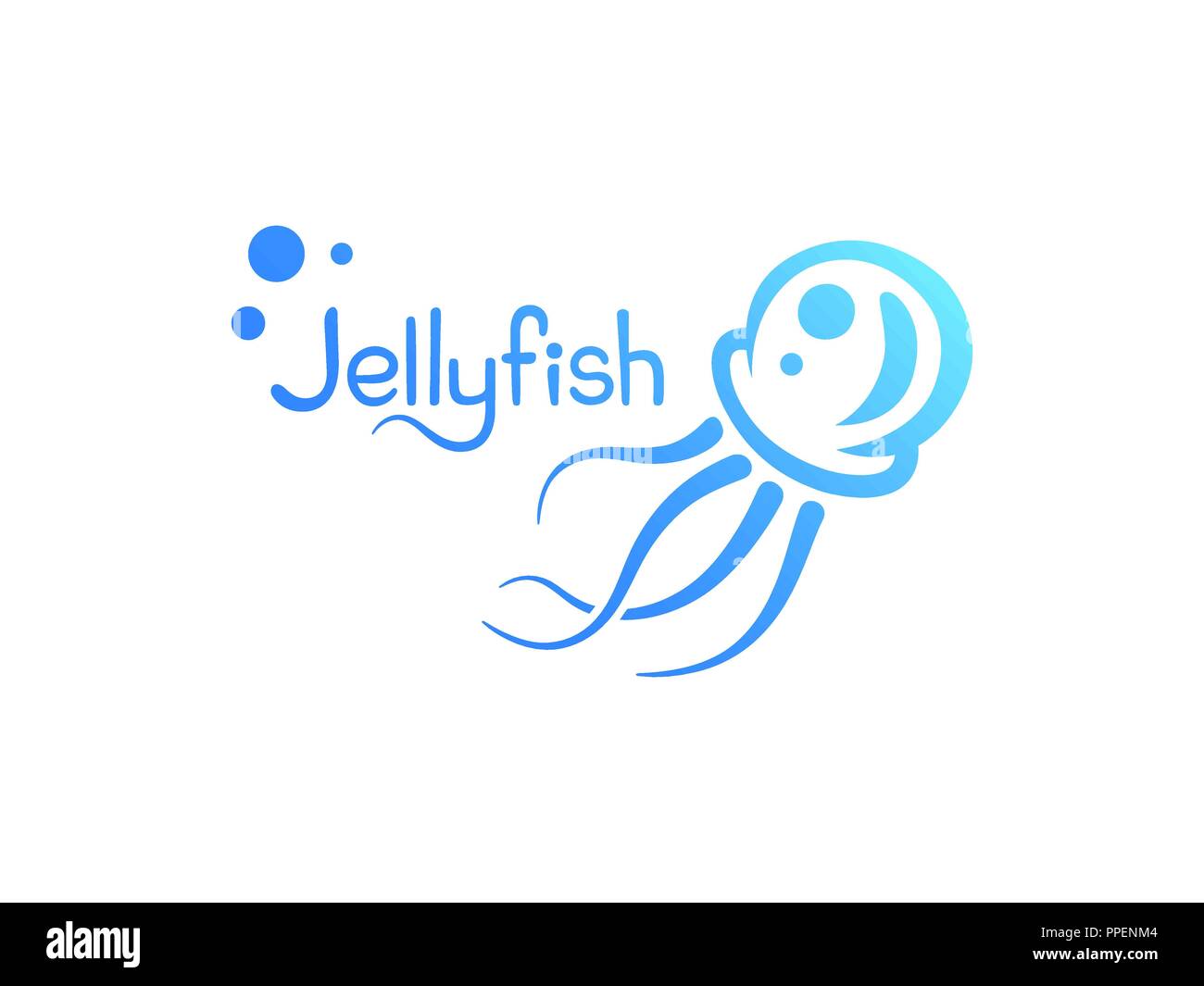 Vector illustration jellyfish isolated on white background gradient Stock Vector