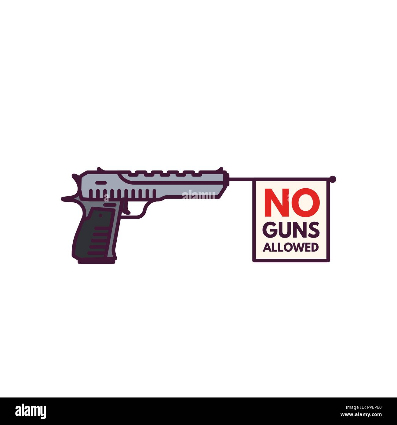 Pistol with flag from barrel Stock Vector