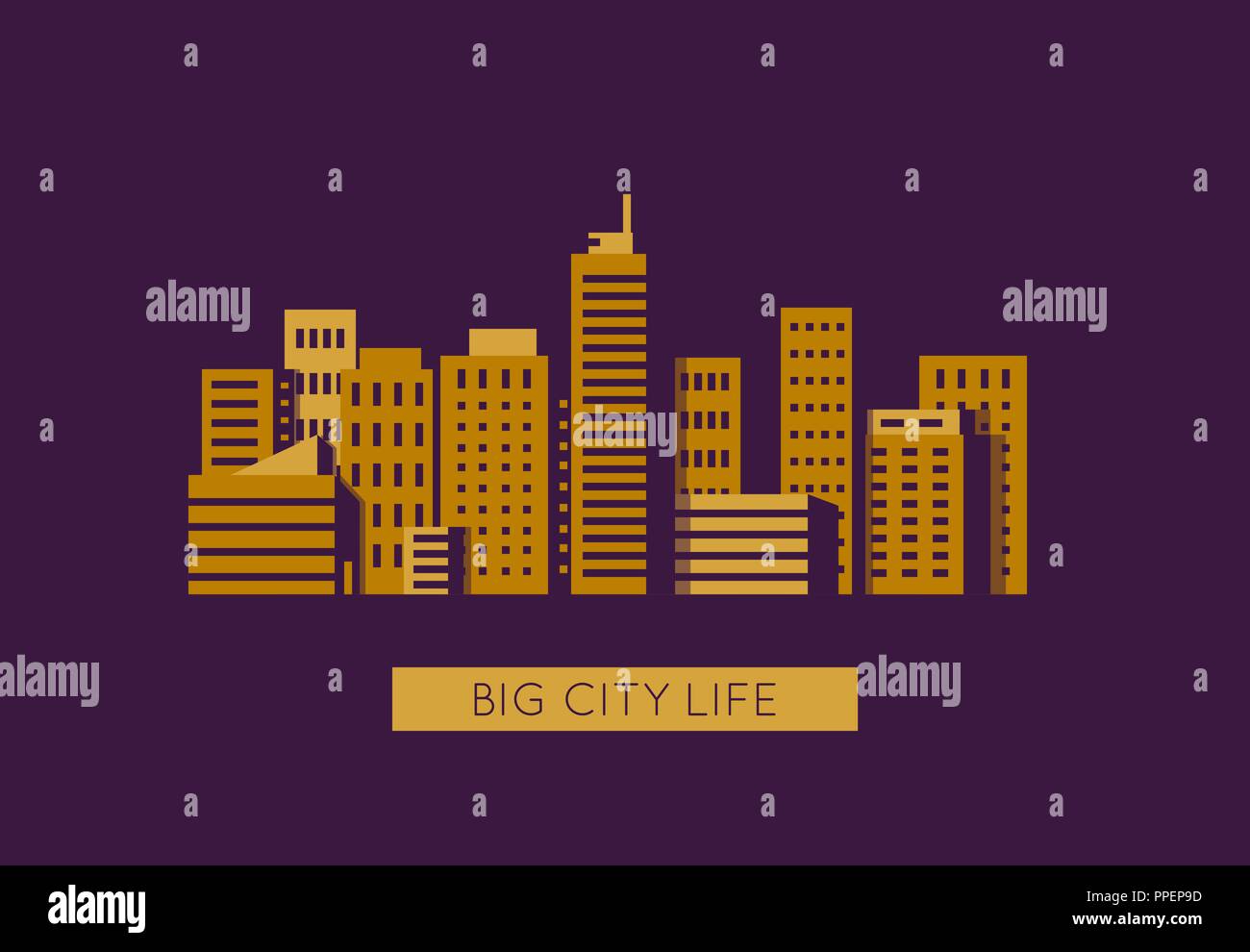 City with golden buildings Stock Vector