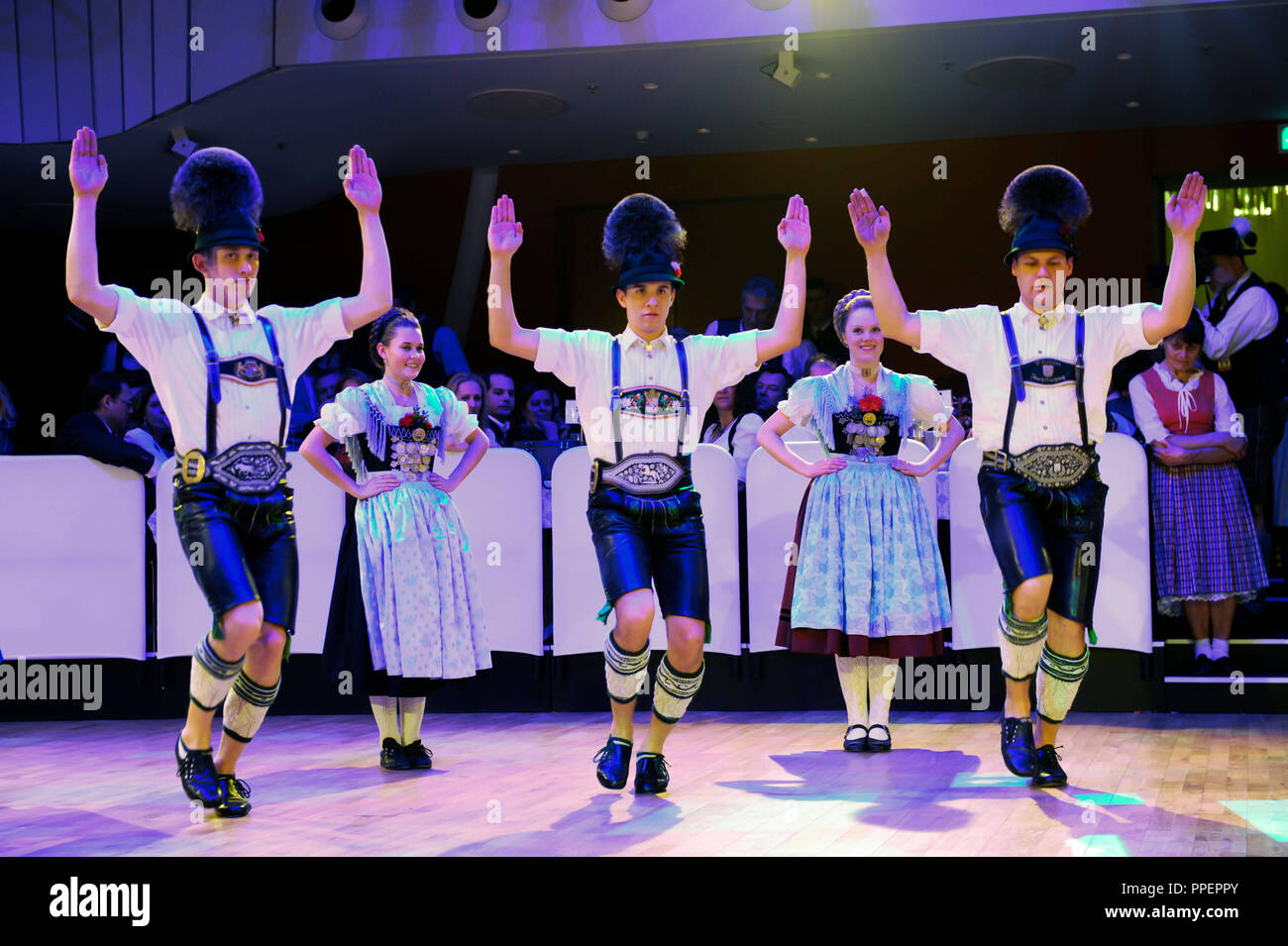 The German Theatre Munich and Festring Munich organize the 'Oide Wiesn citizens Ball'. A folk dance group on stage Stock Photo