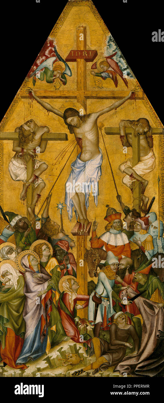 The Crucifixion of Christ (Kaufmann Crucifixion). Date/Period: Ca. 1340. Painting. Orig. wood, now canvas. Height: 67 cm (26.3 in); Width: 30.3 cm (11.9 in). Author: Master of Vyssí Brod. Master of the Kaufmann Crucifixion. Stock Photo