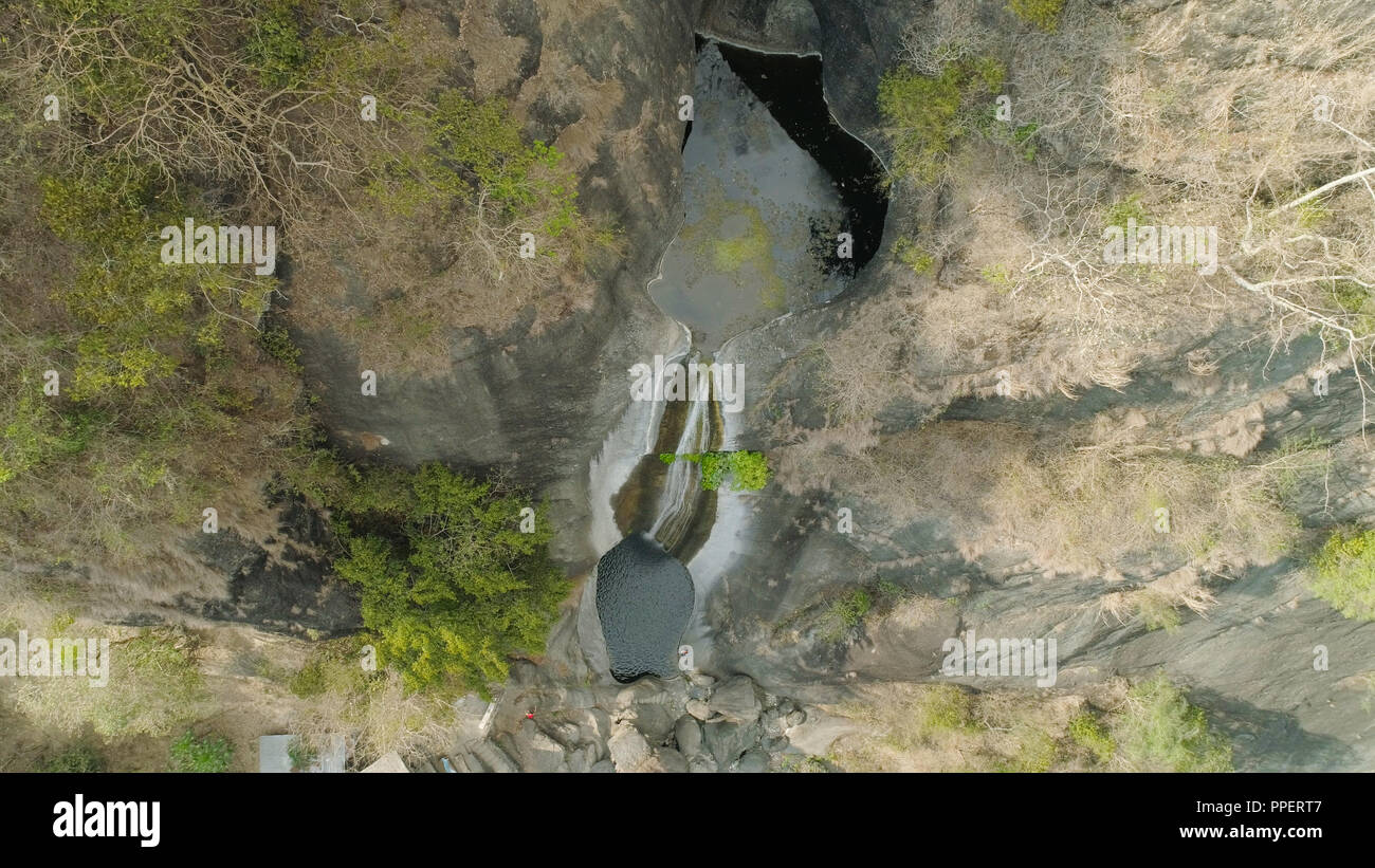 Aerial view of waterfall in the mountains of Filipino cordillera
