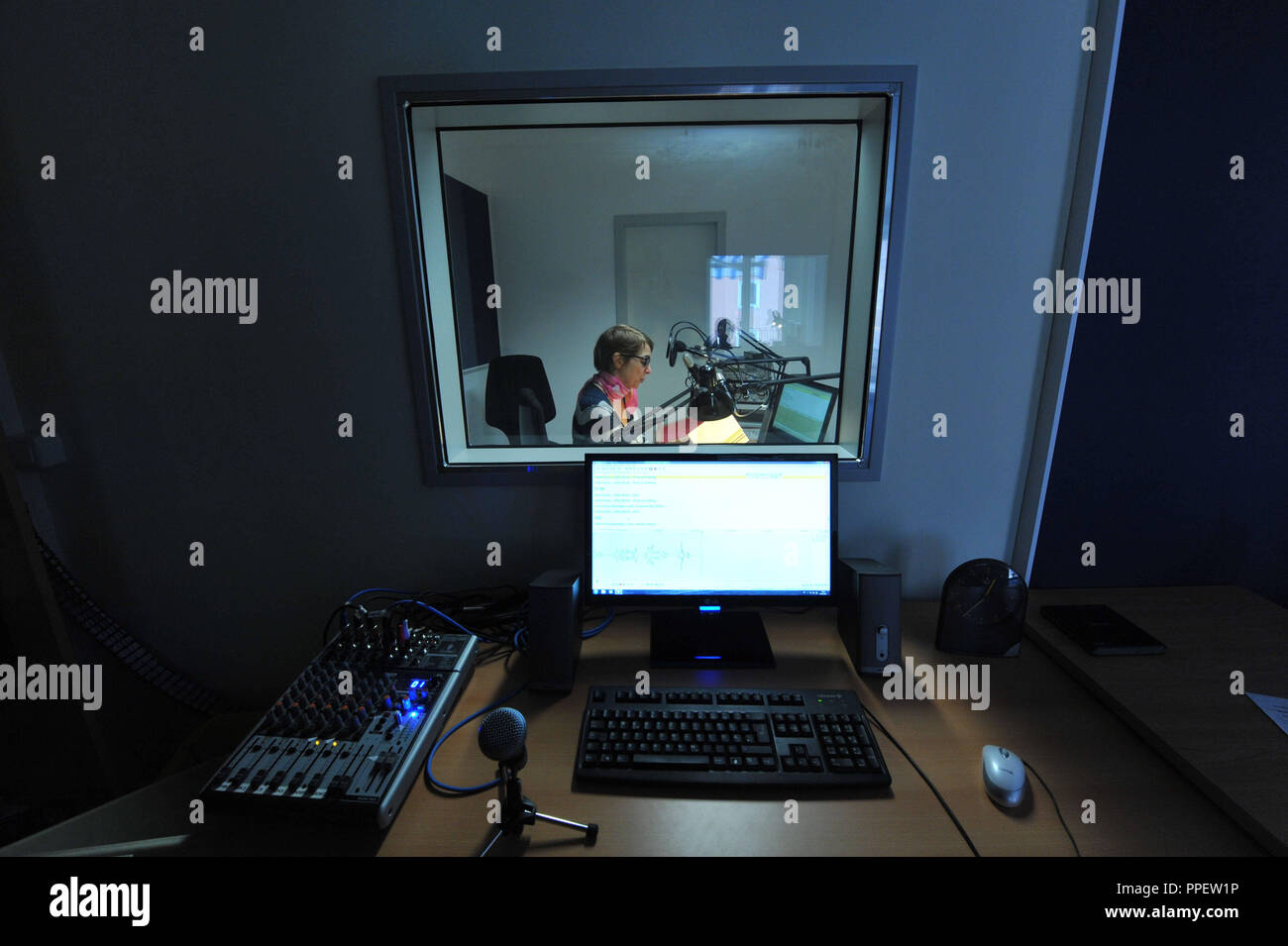 Recording studio of the Audio book library for the blind and severely