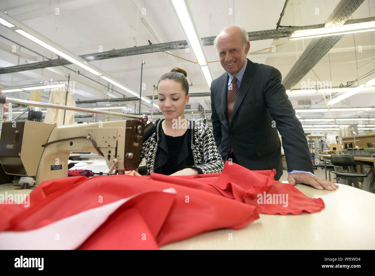 CEO Willy Bogner in a sewing room at the headquarters of Willy Bogner GmbH  & Co. KGaA in the Sankt Veit-Strasse in Berg am Laim Stock Photo - Alamy