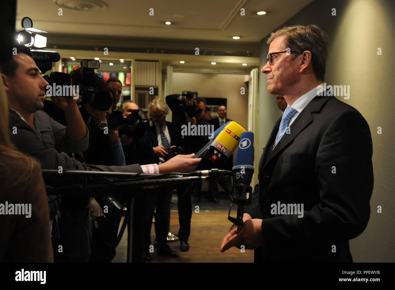 Federal Foreign Minister Guido Westerwelle at the German-American Friendship Dinner in the Kaefer Restaurant in Bogenhausen during the Munich Security Conference. Stock Photo