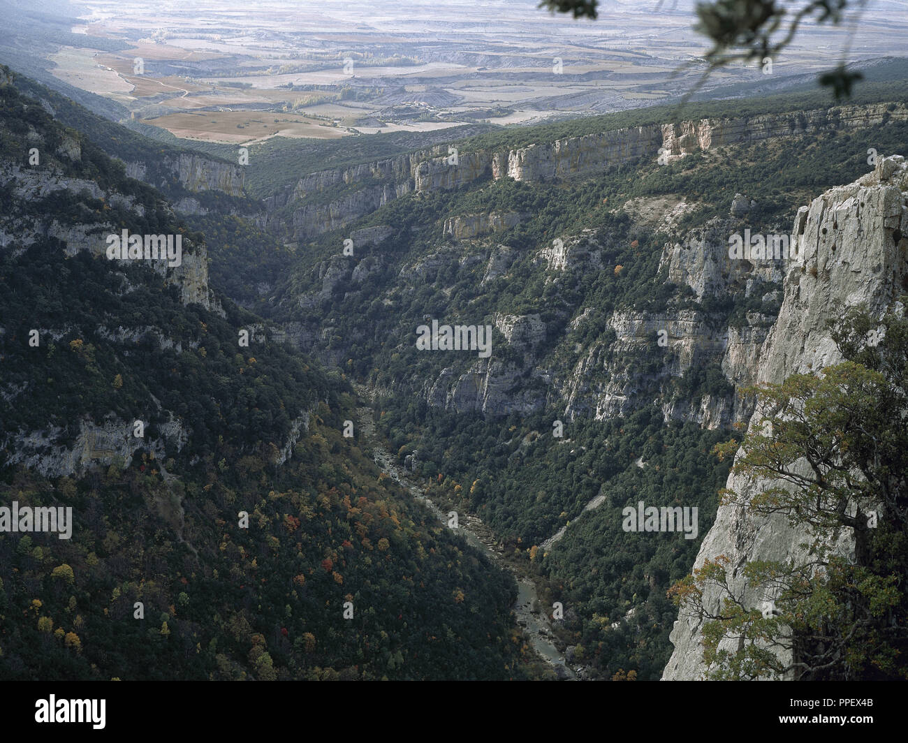 NAVARRE. FOZ DE ARBAYUN and Salazar river in winter. Natural reserve ...