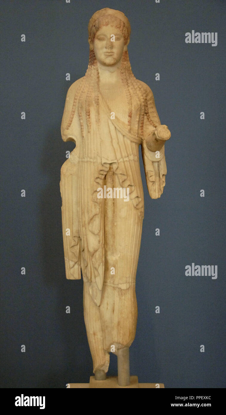 GREEK ART. VIV B.C.GREECE. KORE. Marble statue. Dated between 500490