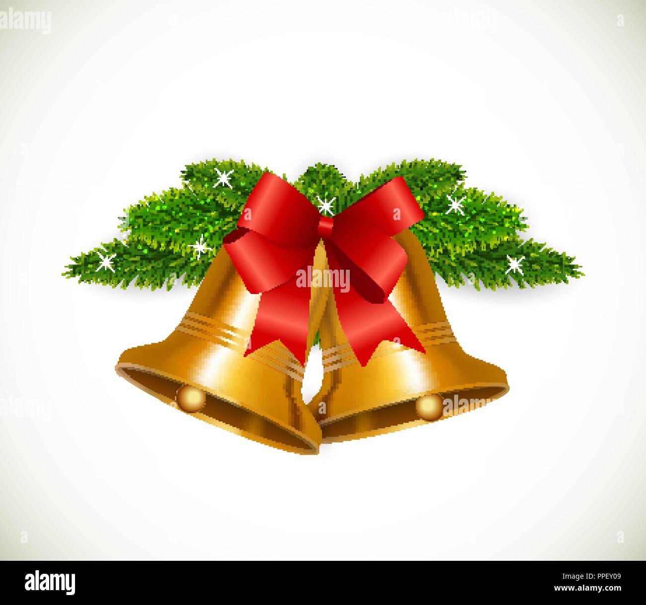 Christmas Bell with Red Bow Vector Illustration Stock Vector Image ...