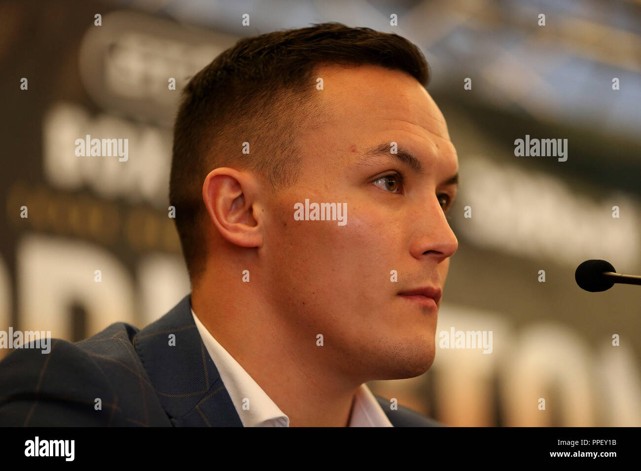 Josh Warrington during the press conference at Grosvenor House, London. PRESS ASSOCIATION Photo. Picture date: Tuesday September 25, 2018. See PA story BOXING London. Photo credit should read: Steven Paston/PA Wire. Stock Photo