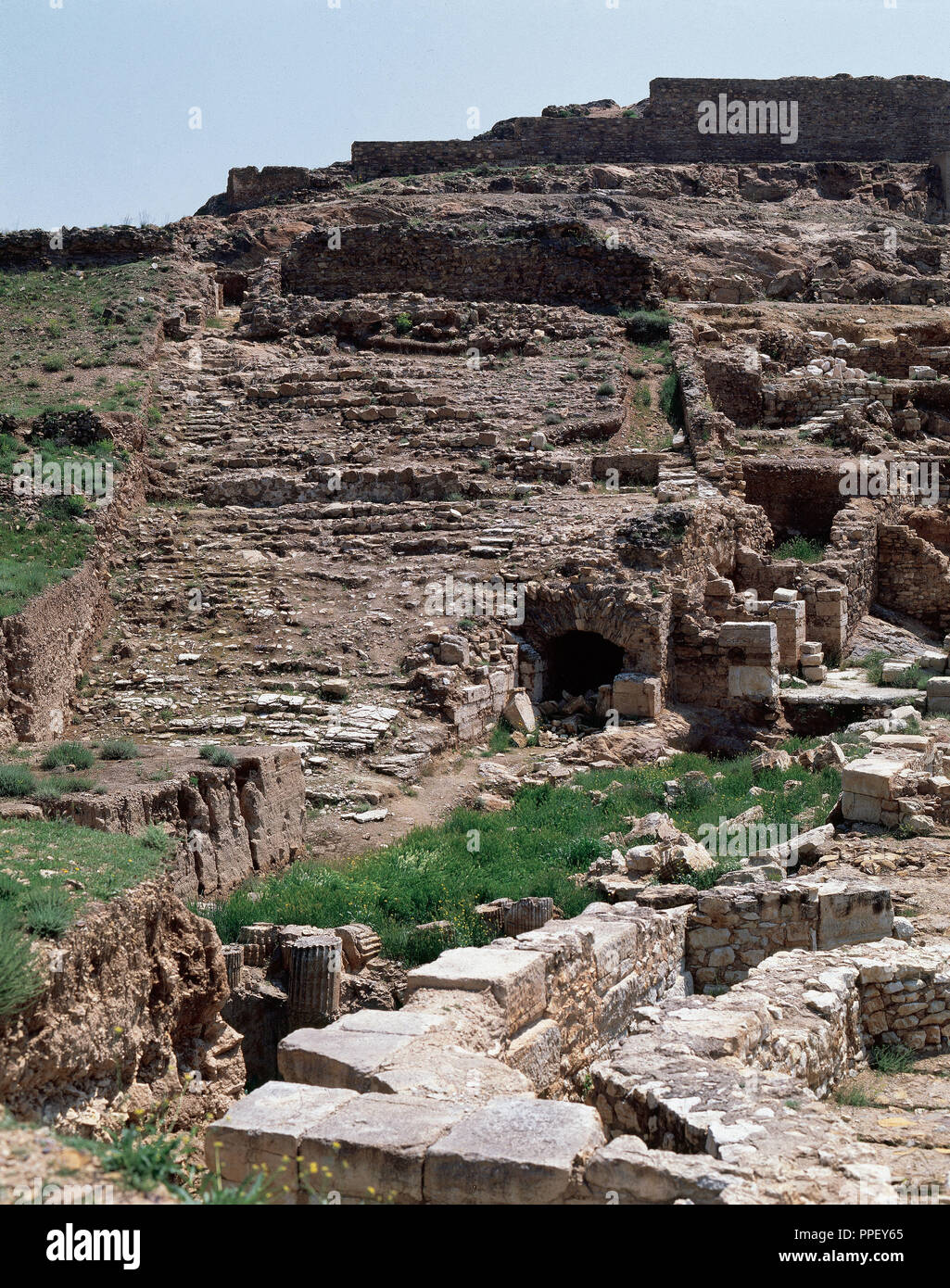 Spain. Augusta Bilbilis. Ibero-roman city. 3rd century BC. Ruins of the Theater. Stock Photo