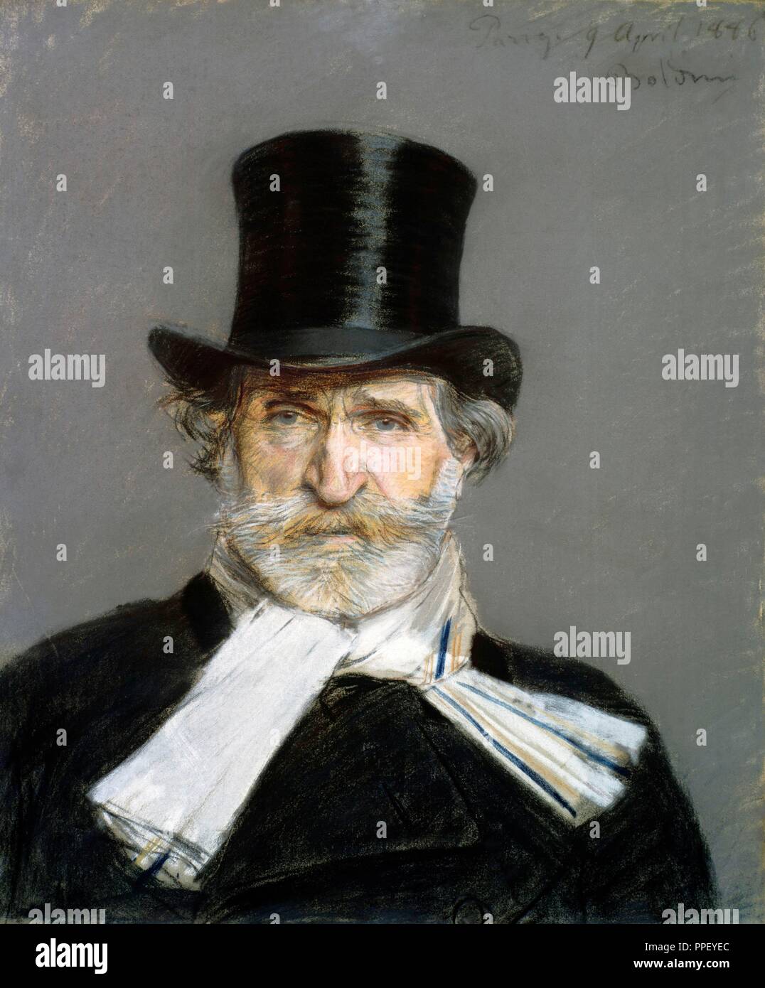 Giuseppe Verdi (1813-1901) Retrato de Giovanni Baldini. Author: BOLDINI, GIOVANNI. Giovanni Boldini. Stock Photo
