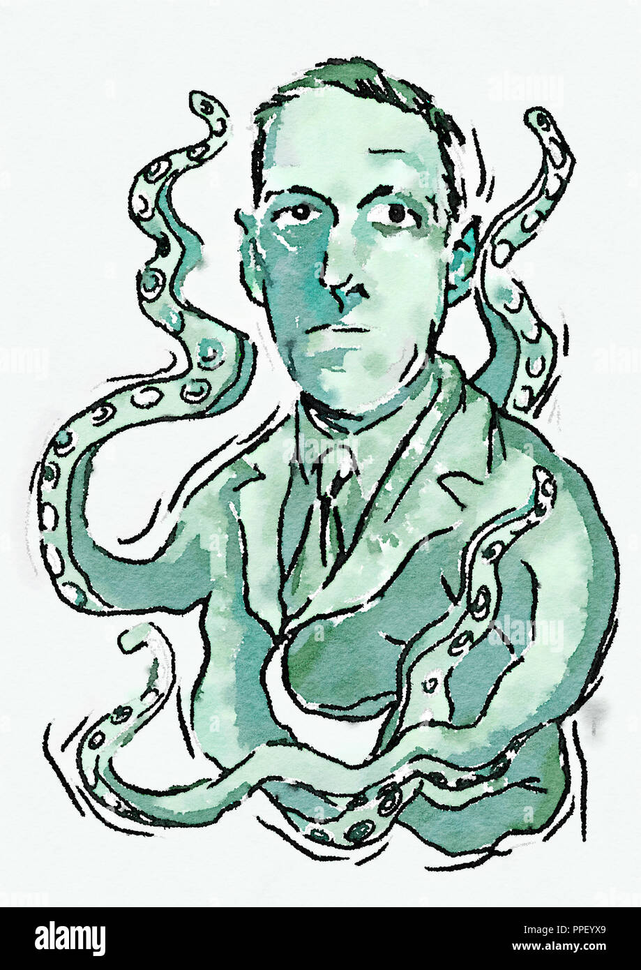 H.P. Lovecraft illustration Stock Photo