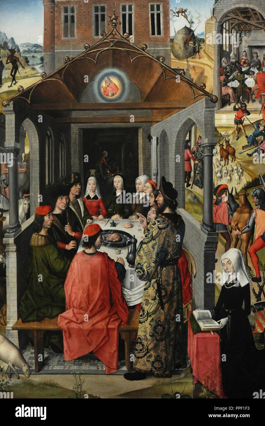 Master of the Legend of Catherine and Master of the Legend of Barbara (actives in Brussels last third of the 15th century). Triptych with scenes from the life of Job, ca.1466-1500. Wallraf-Richartz Museum. Cologne. Germany. Stock Photo