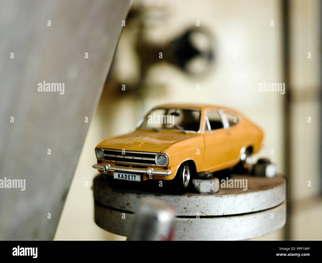 Christian Förster offers assisted parking for vintage cars in Germering, Germany. Close up of an Opel Kadett miniature Stock Photo