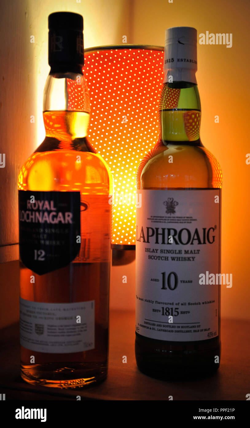 Whisky bottles at the theater pub 'Volksküche'. The local newly opened