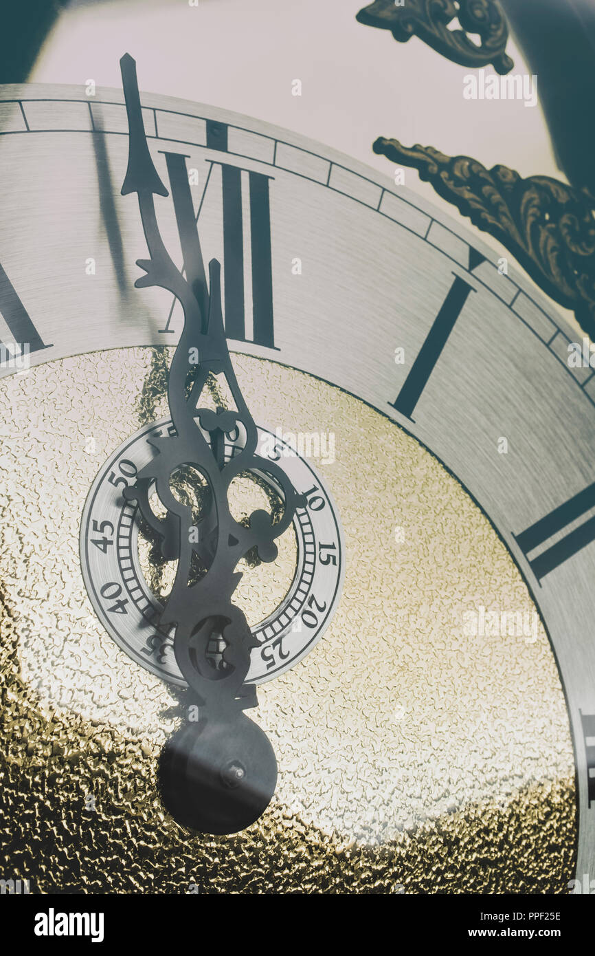 Clock face with Roman numerals. Stock Photo