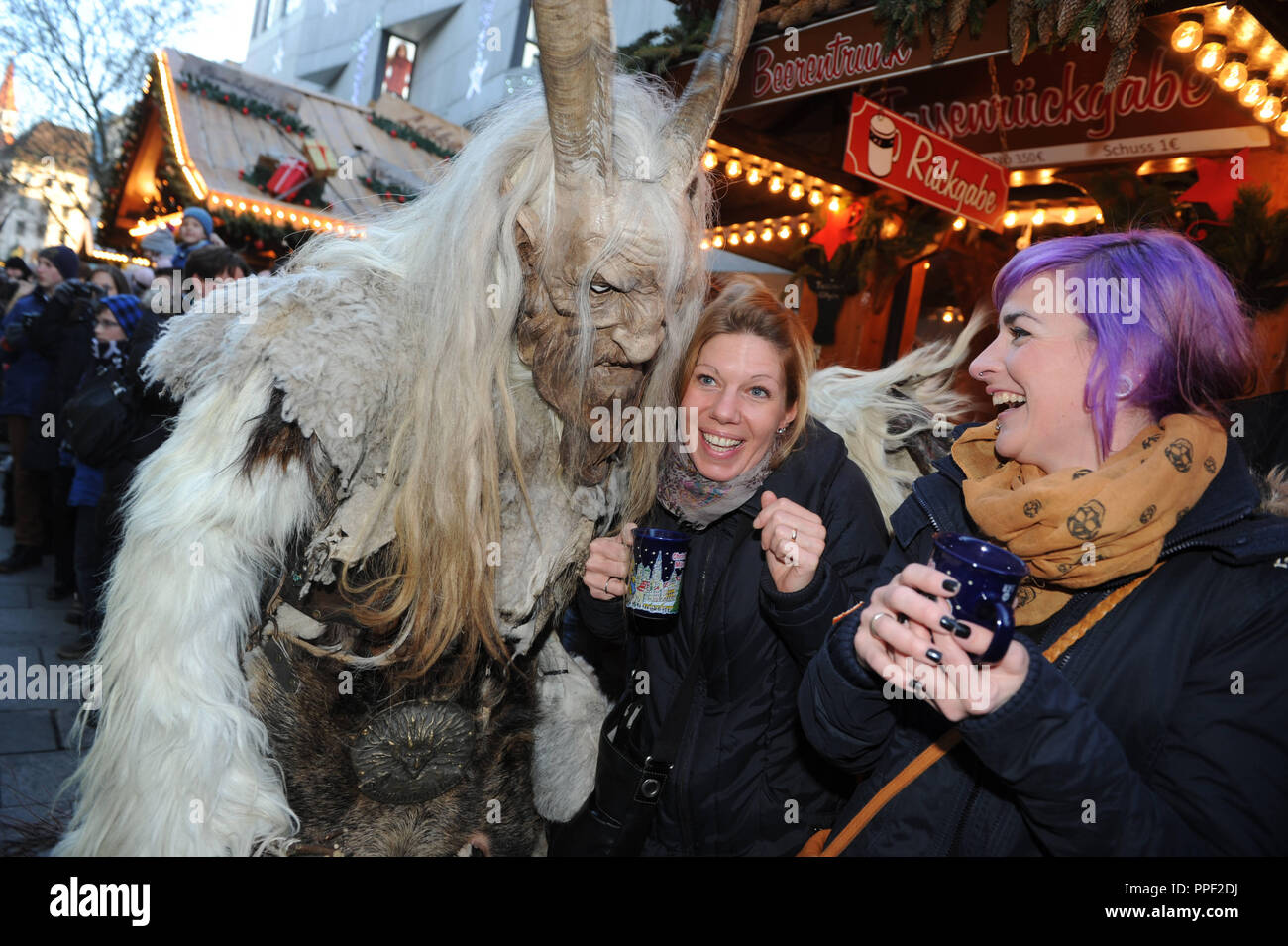 Traditional Krampus Run on the Munich Christmas Market, Germany Stock Photo Alamy