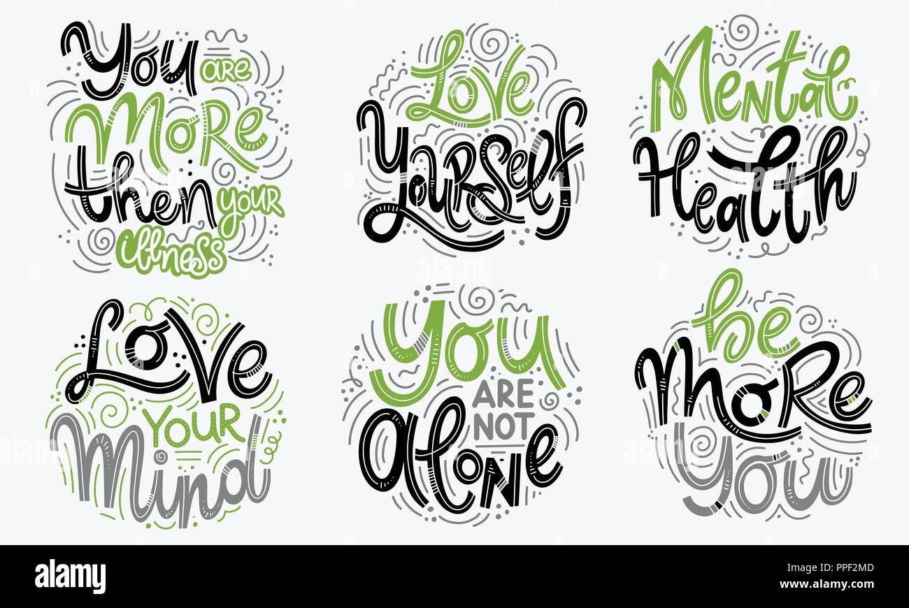 Motivational And Inspirational Quotes Sets For Mental Health Day