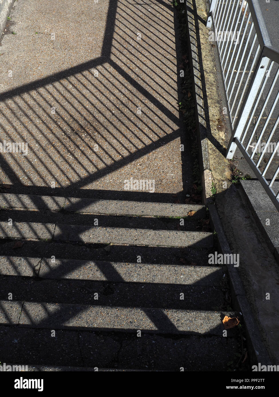 Abstract shadows of metal railings Stock Photo