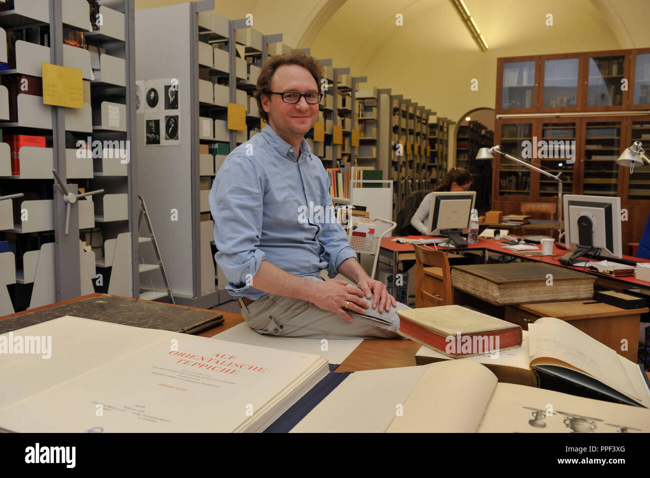 Martin Gross, head of the library of the State Museum of Ethnology in the Maximilianstrasse 42 in Munich. Stock Photo