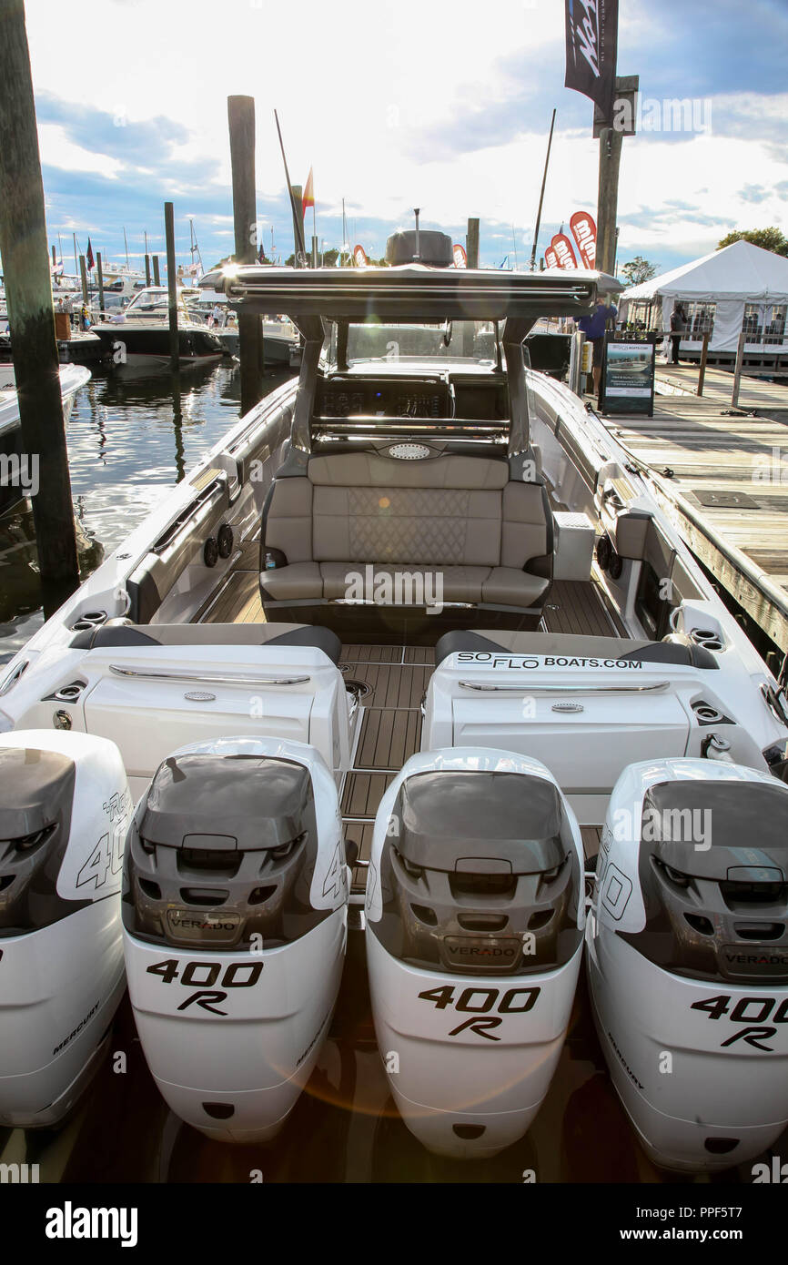 NORWALK, CT, USASEPTEMBER 22, 2018 Nor Tech boat shown at Progressive