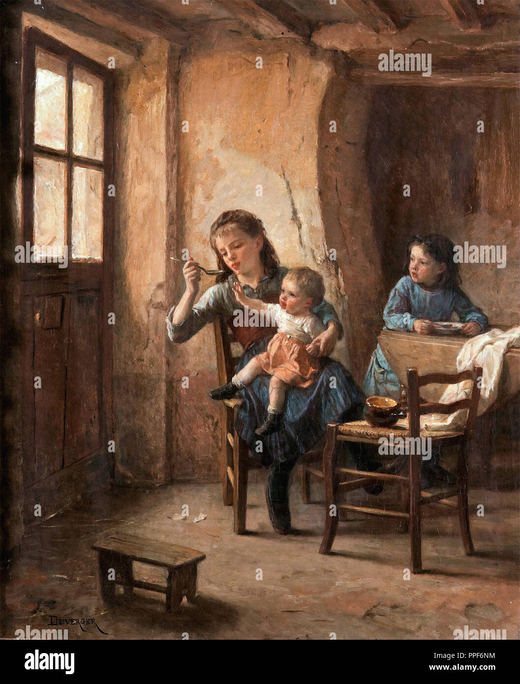 Duverger Theophile Emmanuel Interior With Children C Est Trop Chaud Stock Photo Alamy