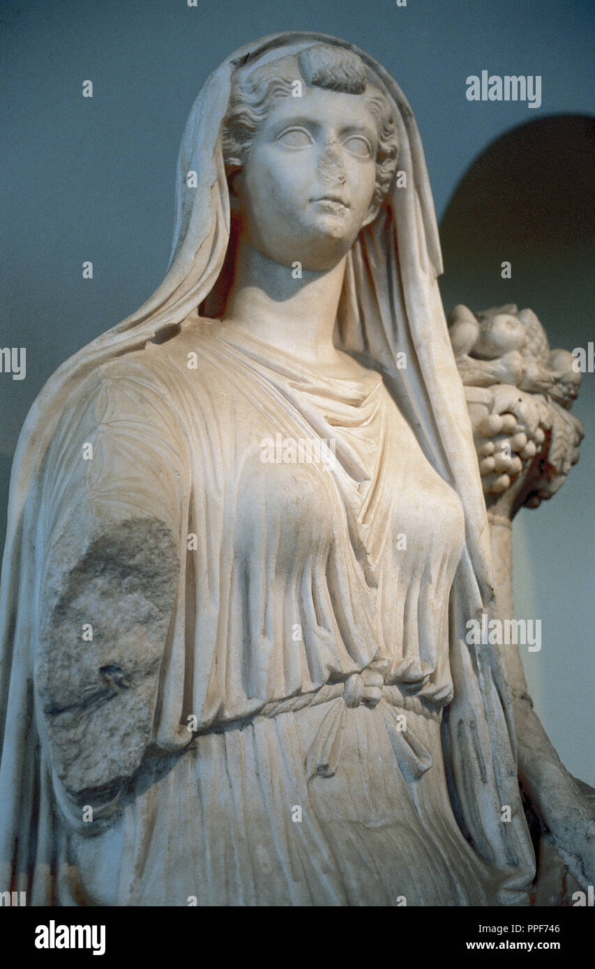 LIVIA Drusilla (-58 to 29). Roman lady, wife of Emperor Augustus. LIVIA depicted as the goddess Ceres. Sculpture from Baena (Cordoba). National Archaeological Museum. Madrid. Spain. Stock Photo