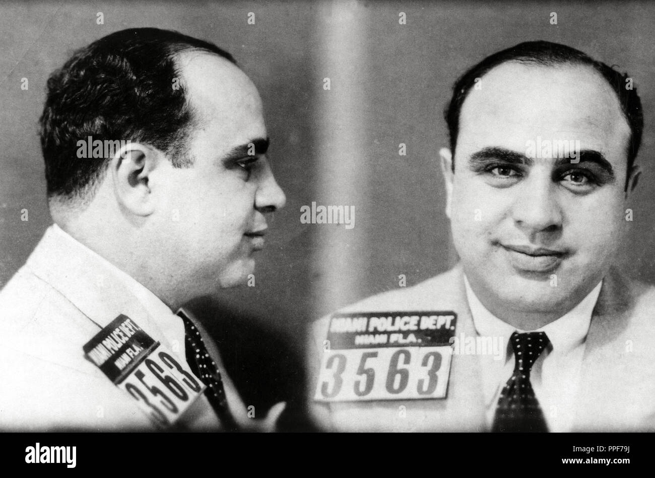 Police mug shot of gangster Al Capone. Stock Photo
