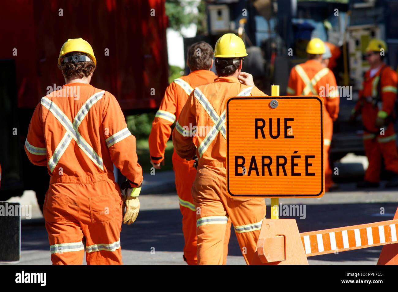 Montreal,Canada,22 July,2013.Hydro crew on site after a springtime flash flood.Credit:Mario Beauregard/Alamy Live News Stock Photo