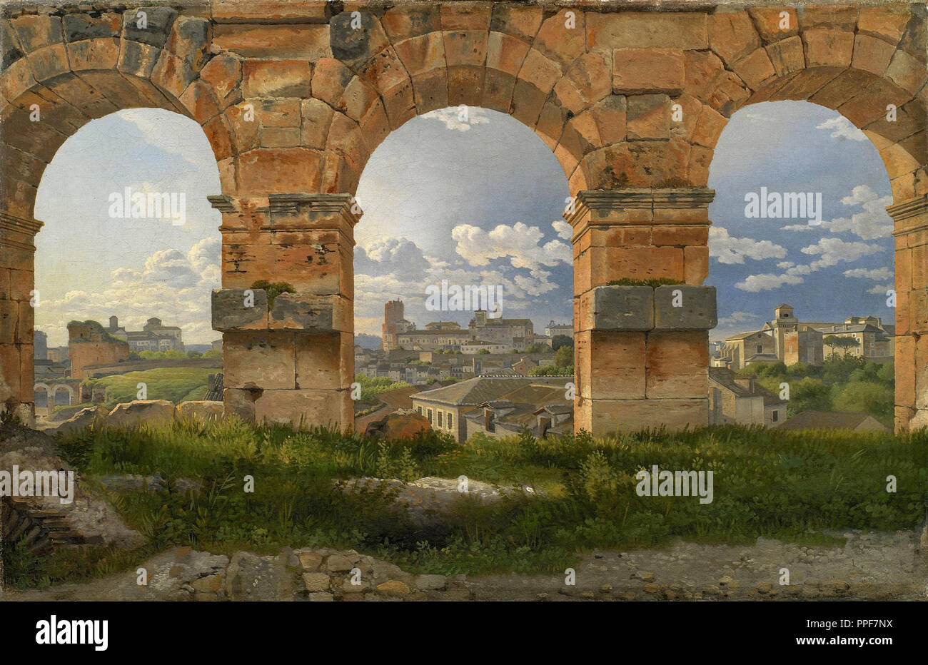 Eckersberg  Christoffer Wilhem - View Through Three of the North-Western Arches of the Third Storey of the Coliseum in Rome Stock Photo