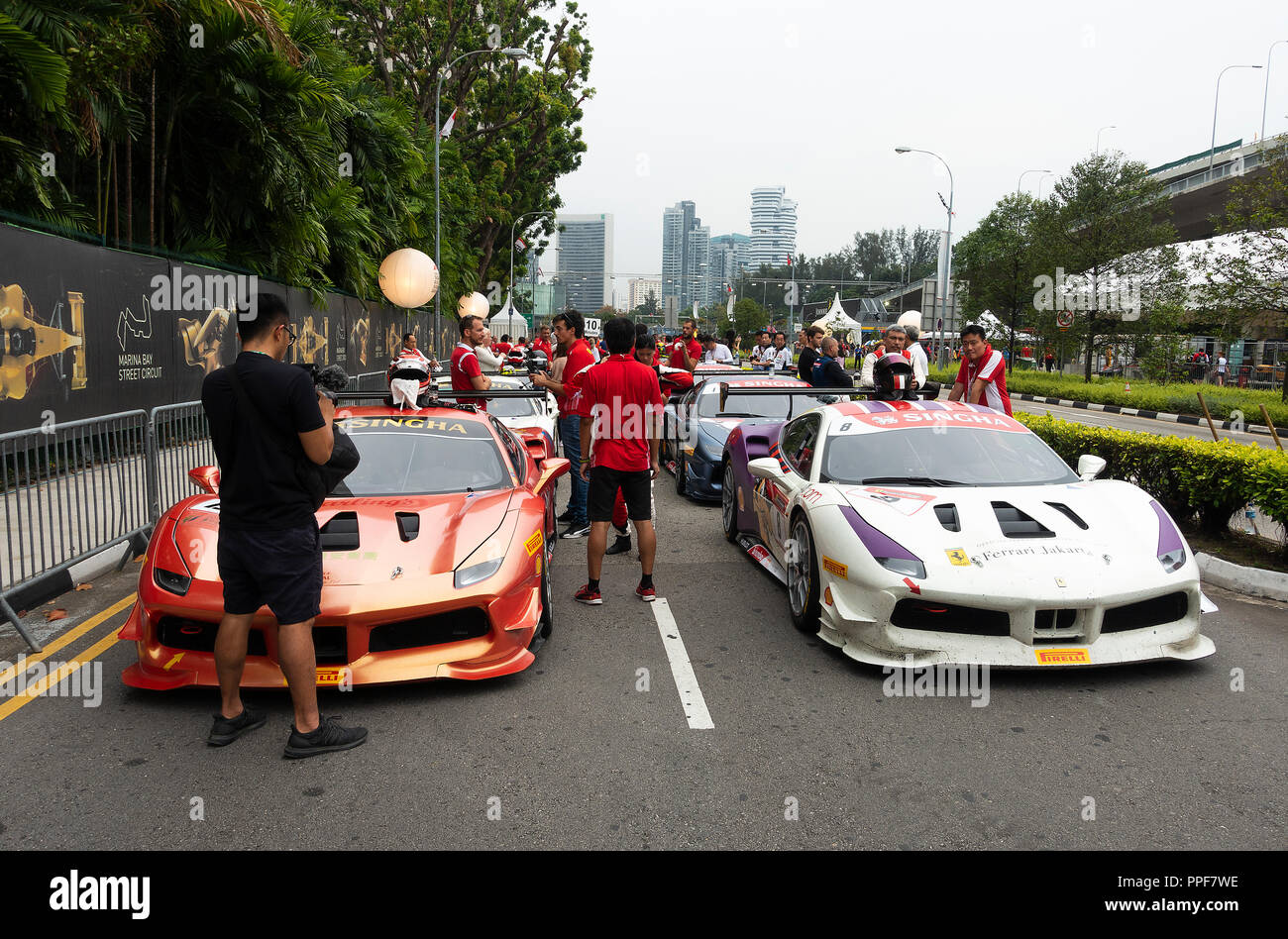Ferrari 488 Sports Racing Cars In The Ferrari Challenge Asia