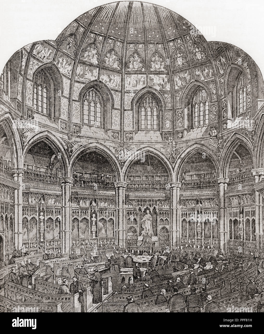 The New Common Council Chamber, Guildhall, London, England in the 19th century.  From London Pictures, published 1890. Stock Photo