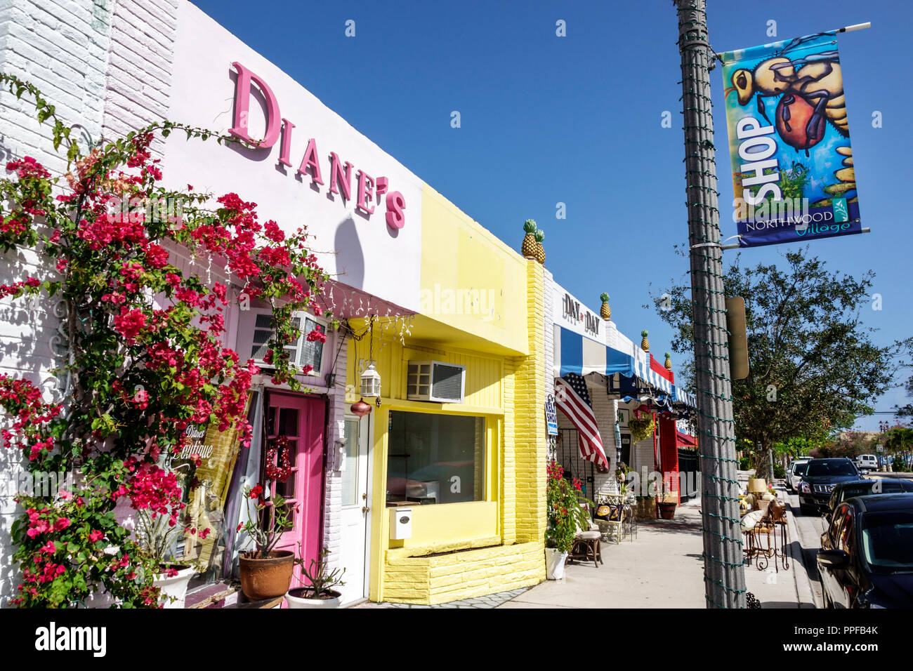West Palm Beach Florida,Northwood Road,Northwood Village,shopping shopper shoppers shop shops market markets marketplace buying selling,retail store s Stock Photo