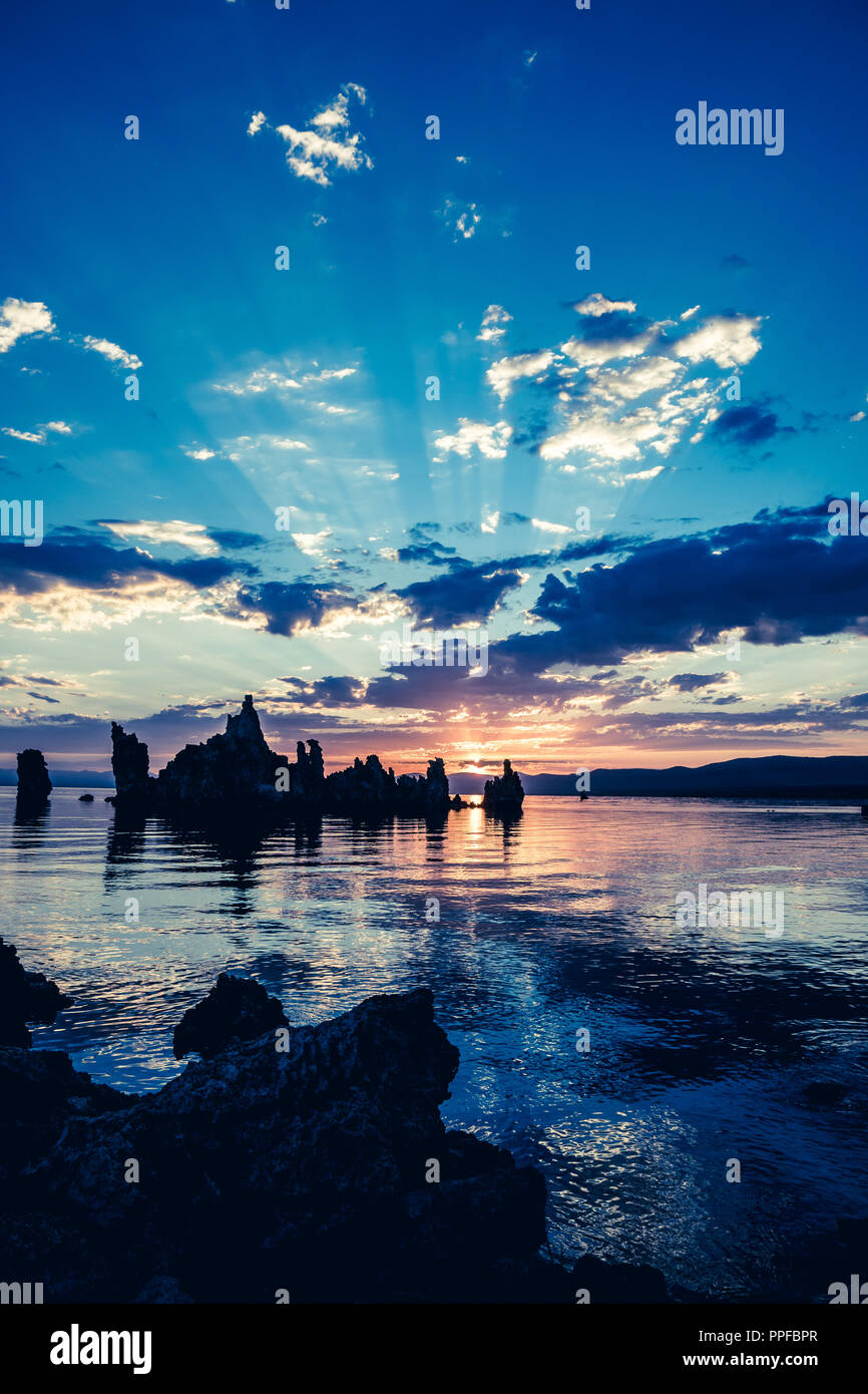 View of Mono Lake in California's Eastern Sierra Nevada. Extra sky in photo for copyspace Stock Photo