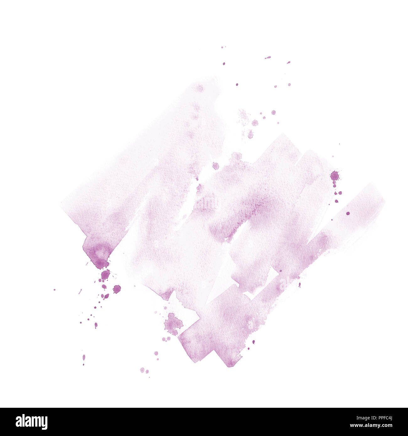 Watercolor hand drawn background violet with splash. Stock Photo