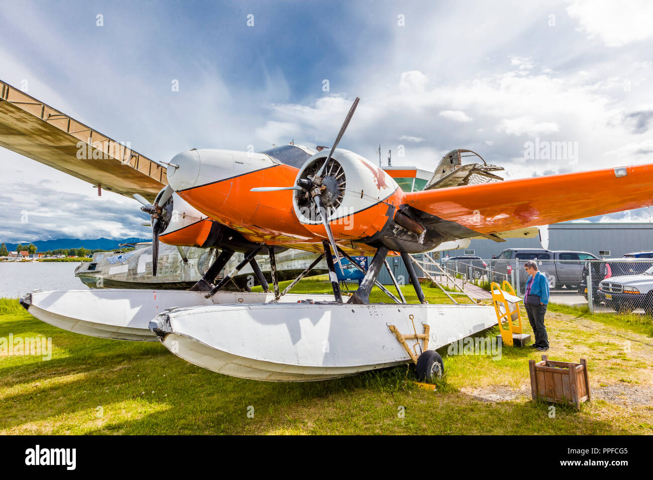Exteriorr views of the Alaska Aviation Museum located on Lake Hood in Anchorage Alaska Stock Photo