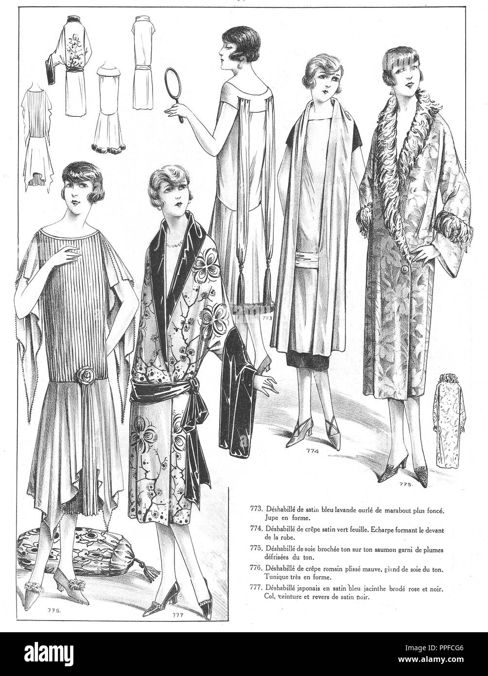Original 1920s Art Deco French Fashion illustrations. Beautiful Flapper