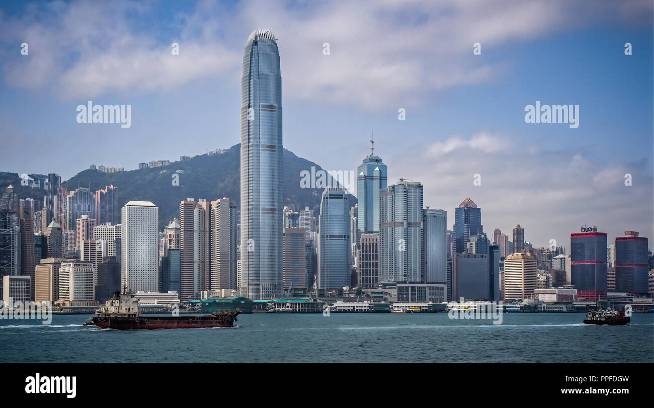 Hong Kong Island cityscape from Kowloon taken in Hong Kong, China on 22 March 2012 Stock Photo