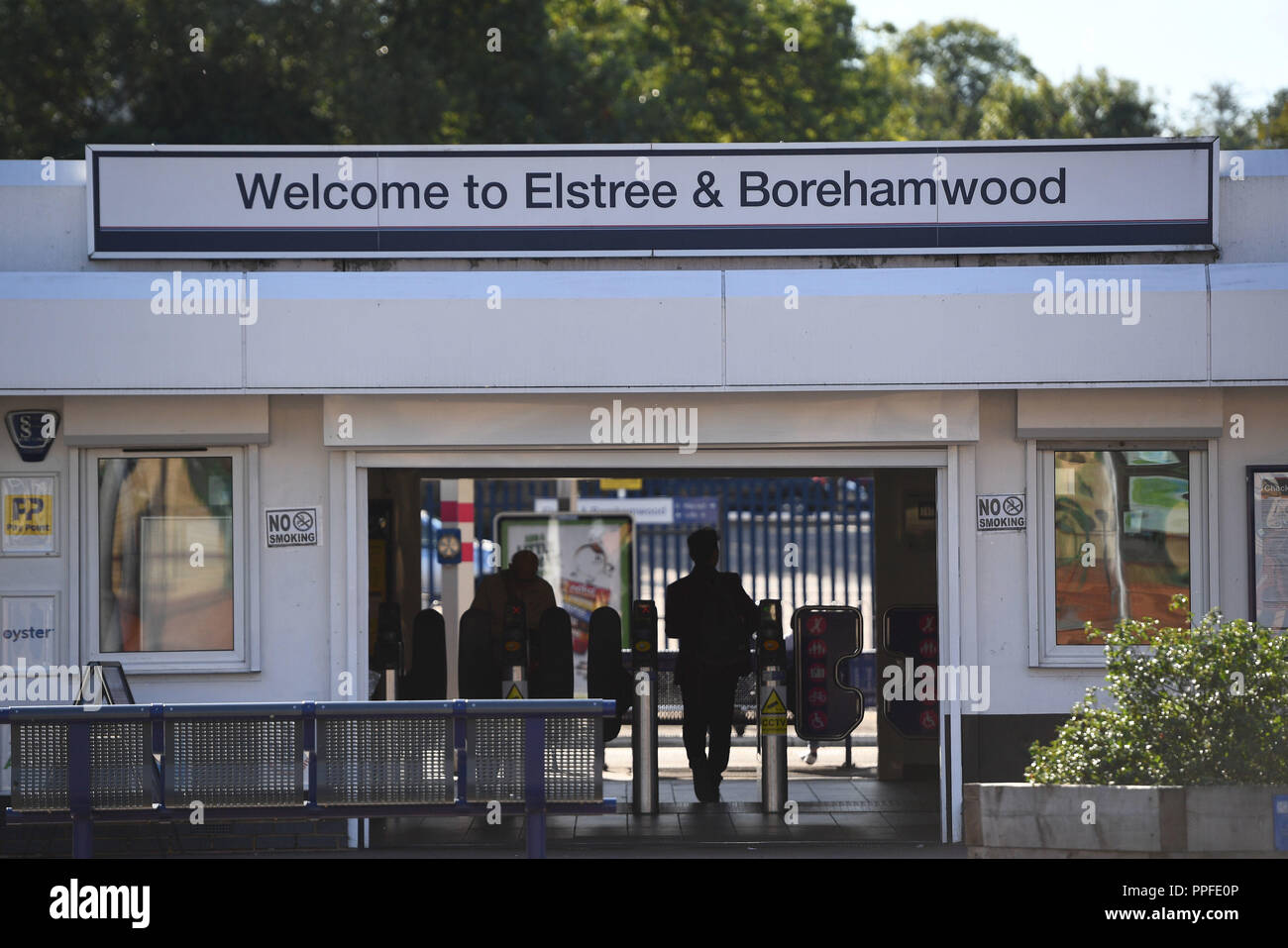 Elstree and Borehamwood station in Hertfordshire where a dog named