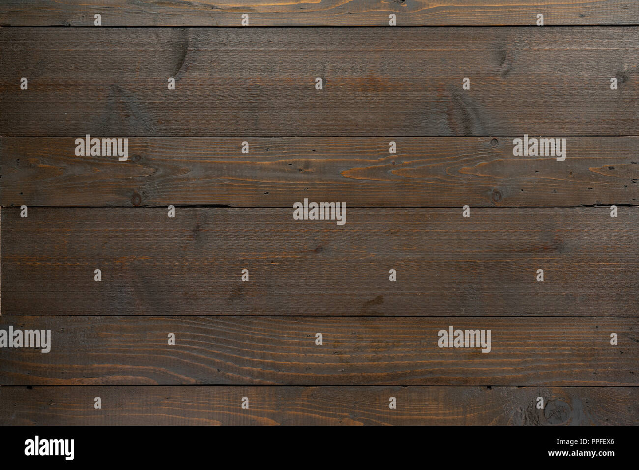 Old brown weathered pine wood plank table top background Stock Photo