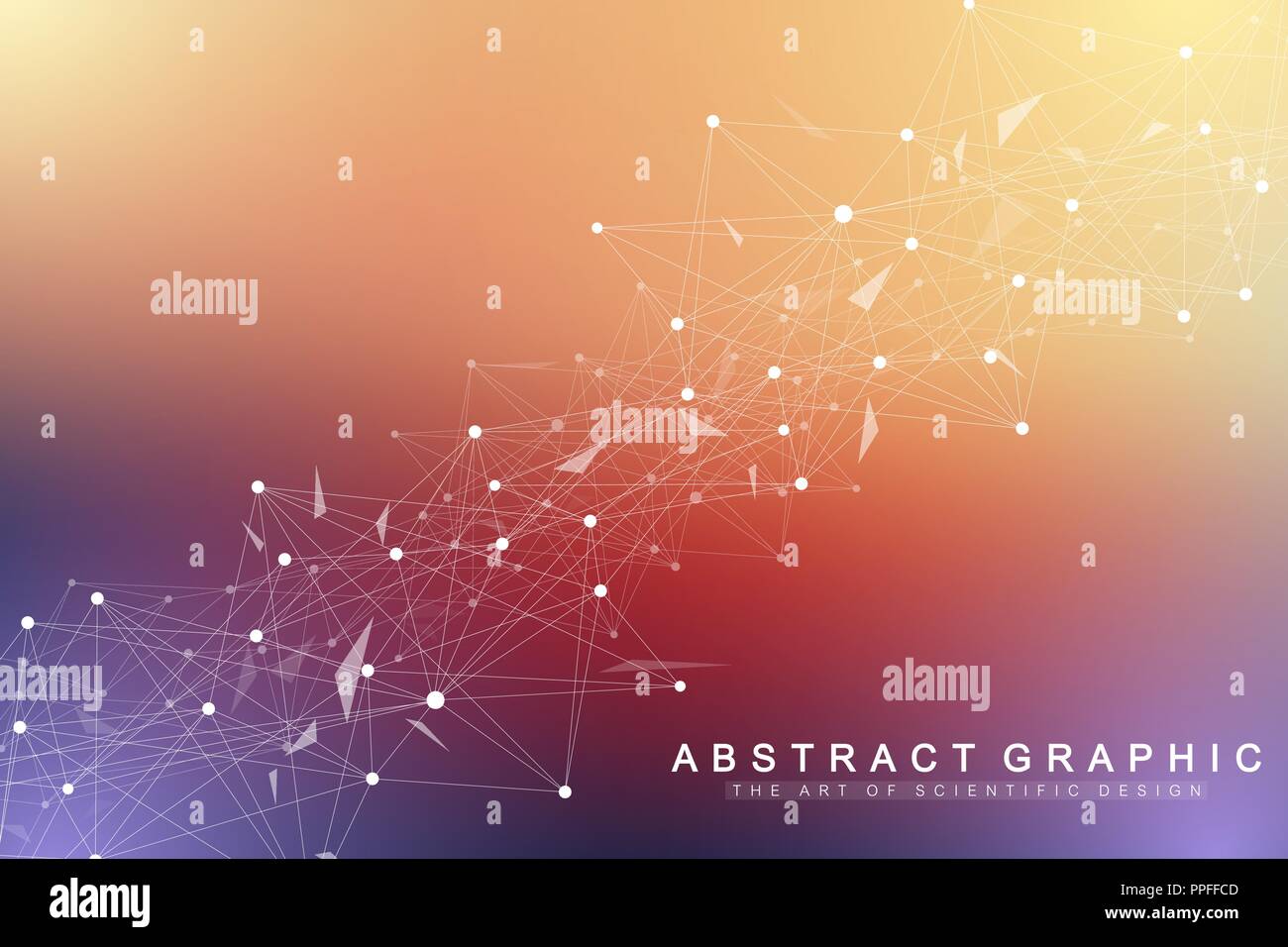 Technology abstract background with connected line and dots. Big data ...