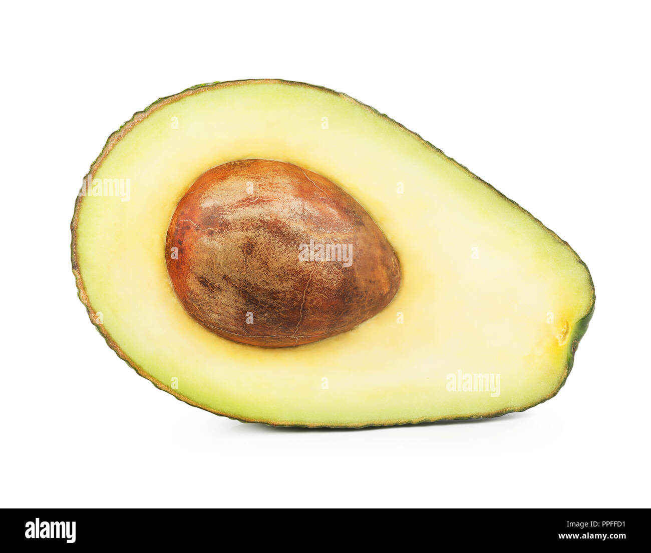 Ripe half avocado isolated on white background Stock Photo