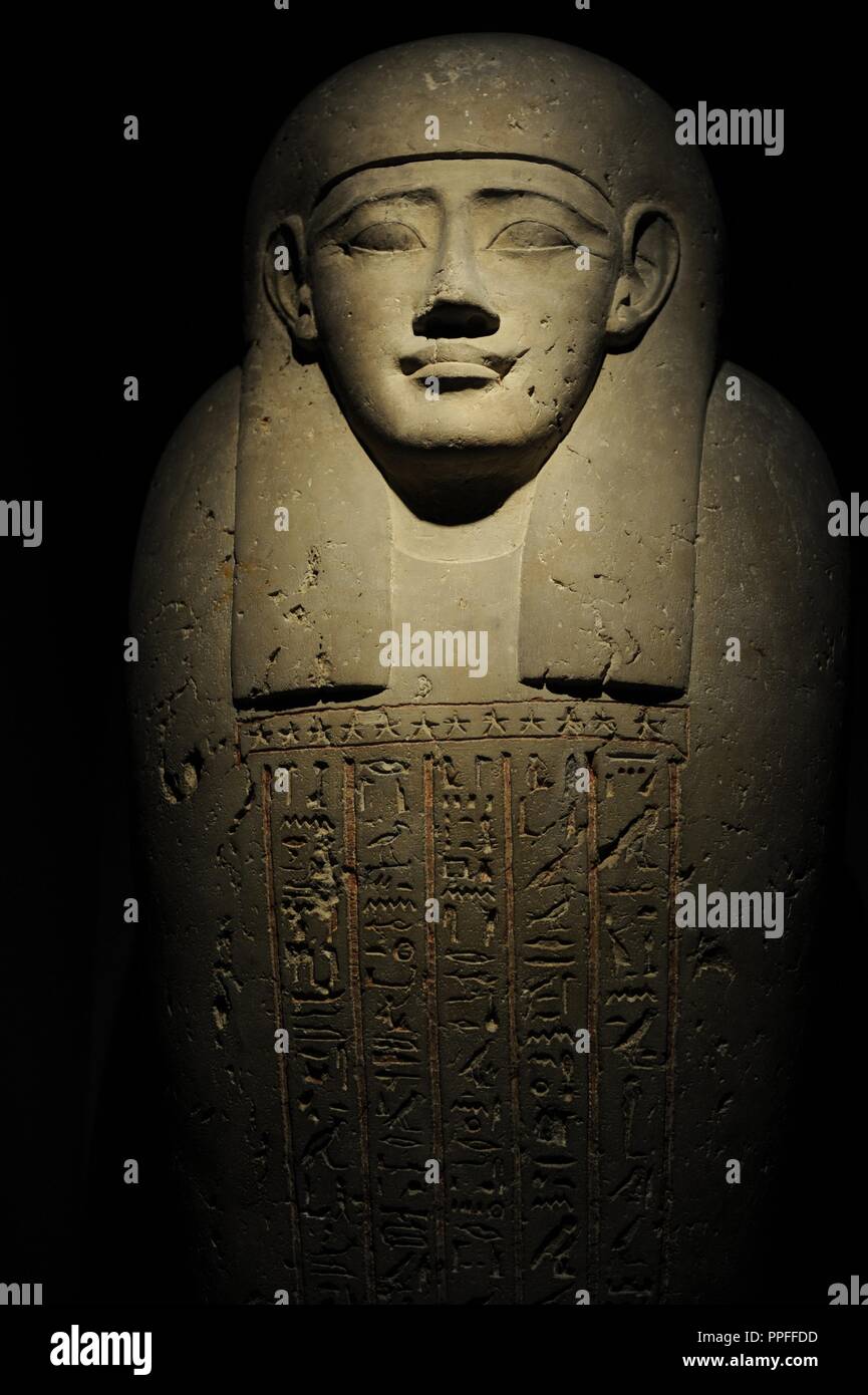 Egyptian Art. Sarcophagus of Thut-nakht. C. 200 B.C. Ptolemaic Egypt. Carlsberg Glyptotek Museum. Copenhagen. Denmark.. Stock Photo